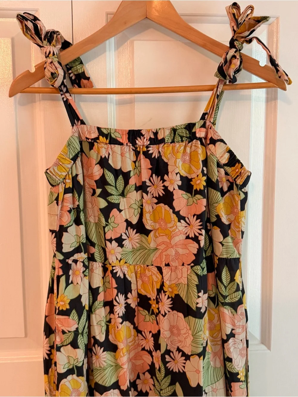 Anthropologie Black Floral Maxi Dress with Pink, Yellow & Green Print - Picture 6 of 10